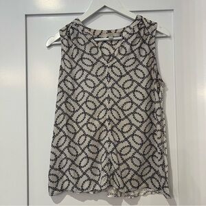 LOFT Black and White Geometric Blouse